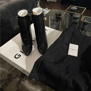 Givenchy Black Leather High-Heel Boots